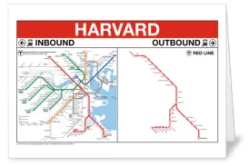 MBTA Harvard Red Line Station Panel Greeting Card 5x7