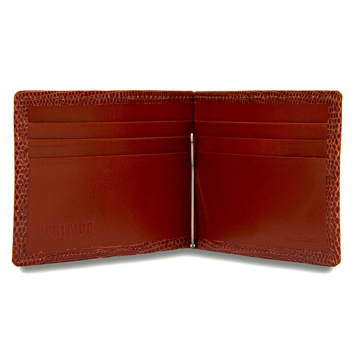 Money Clip in Brown Lizard