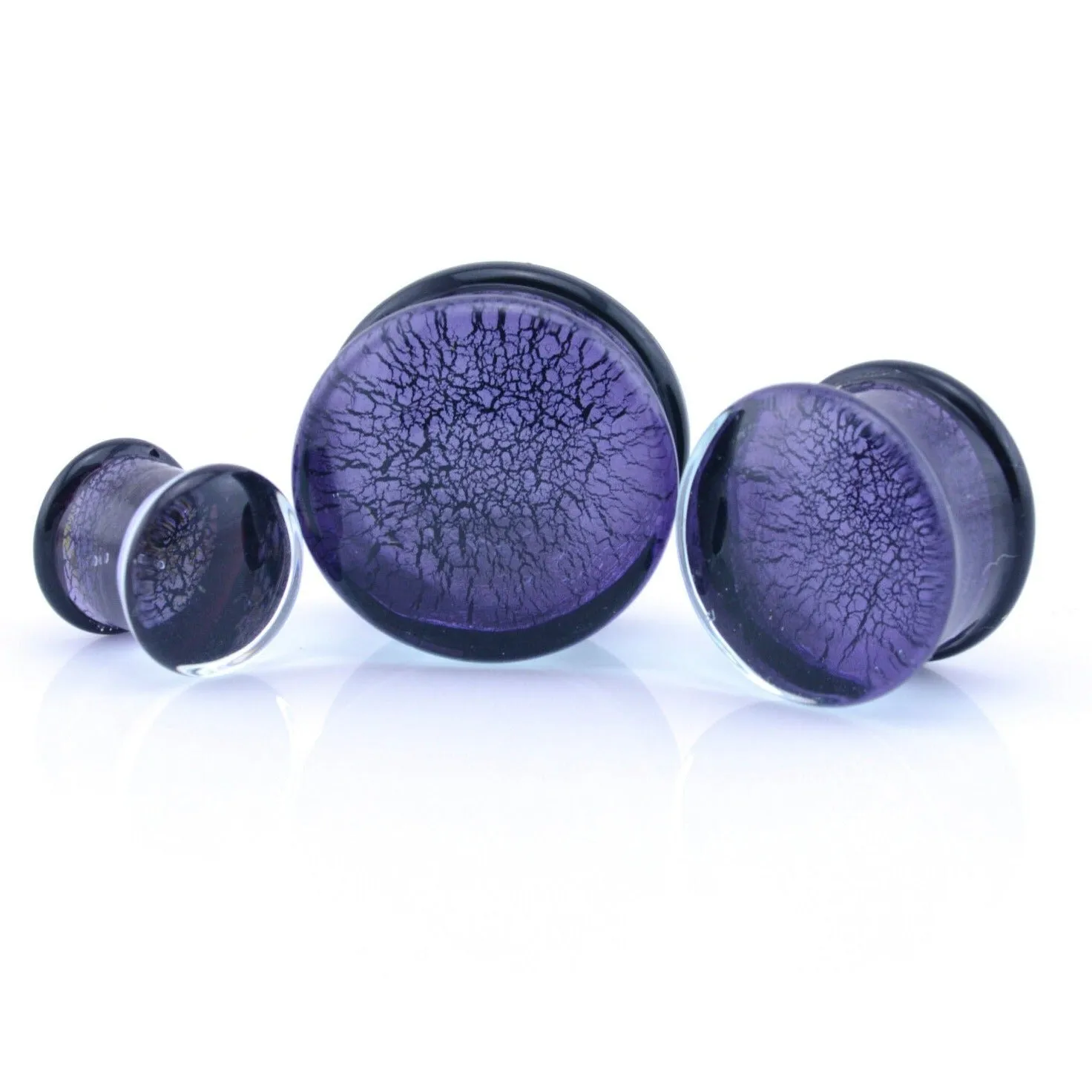 Purple Dichroic Glass Saddle Plug