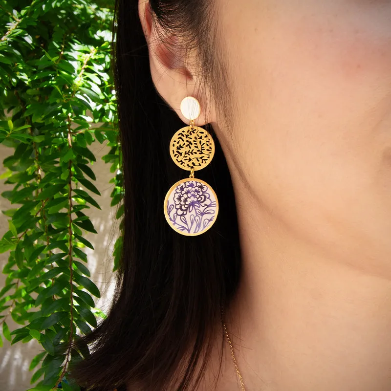 RAS Porcelana Flor Gold Earrings