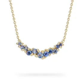 Sapphire Cluster Bar Necklace