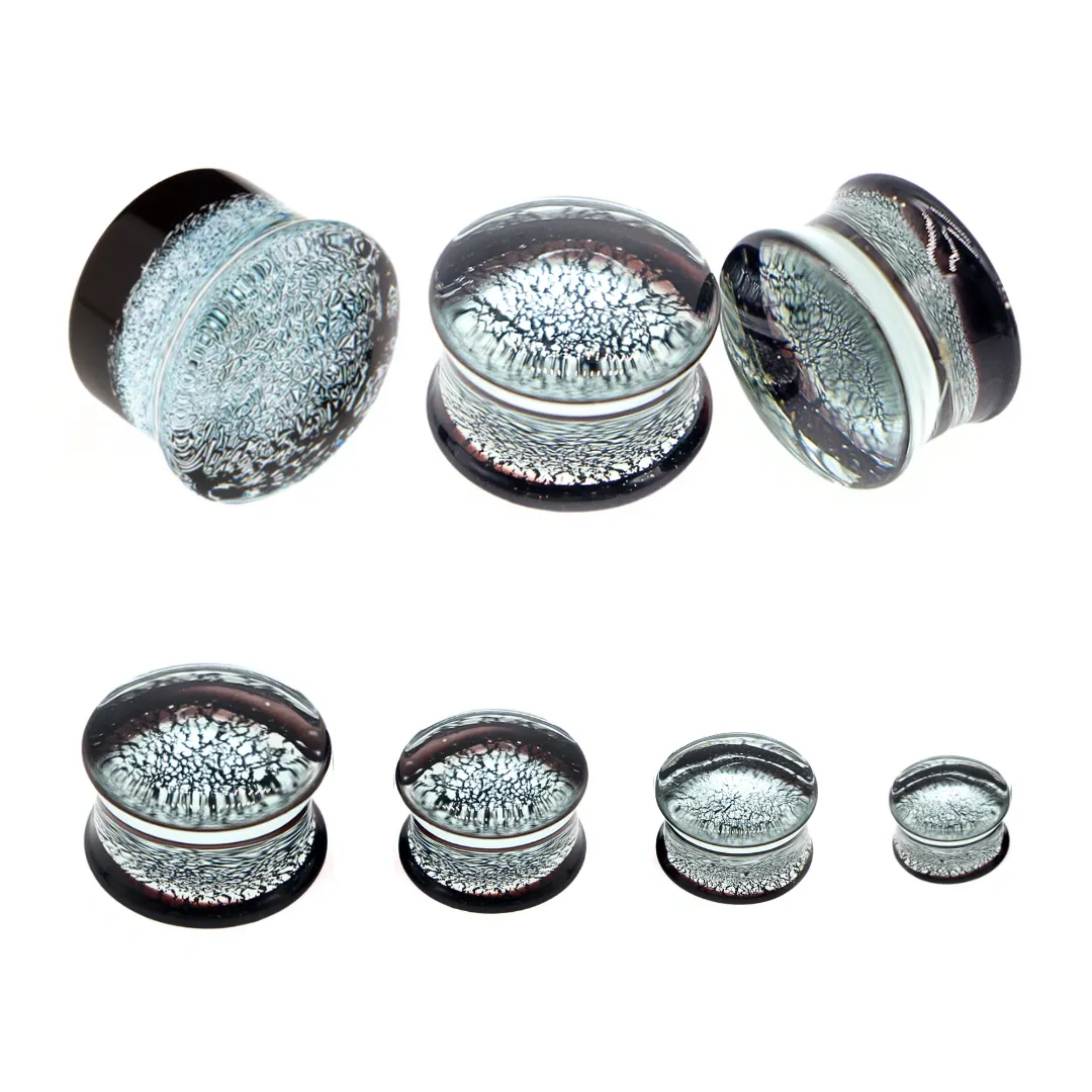 Silver Dichroic Glass Saddle Plug