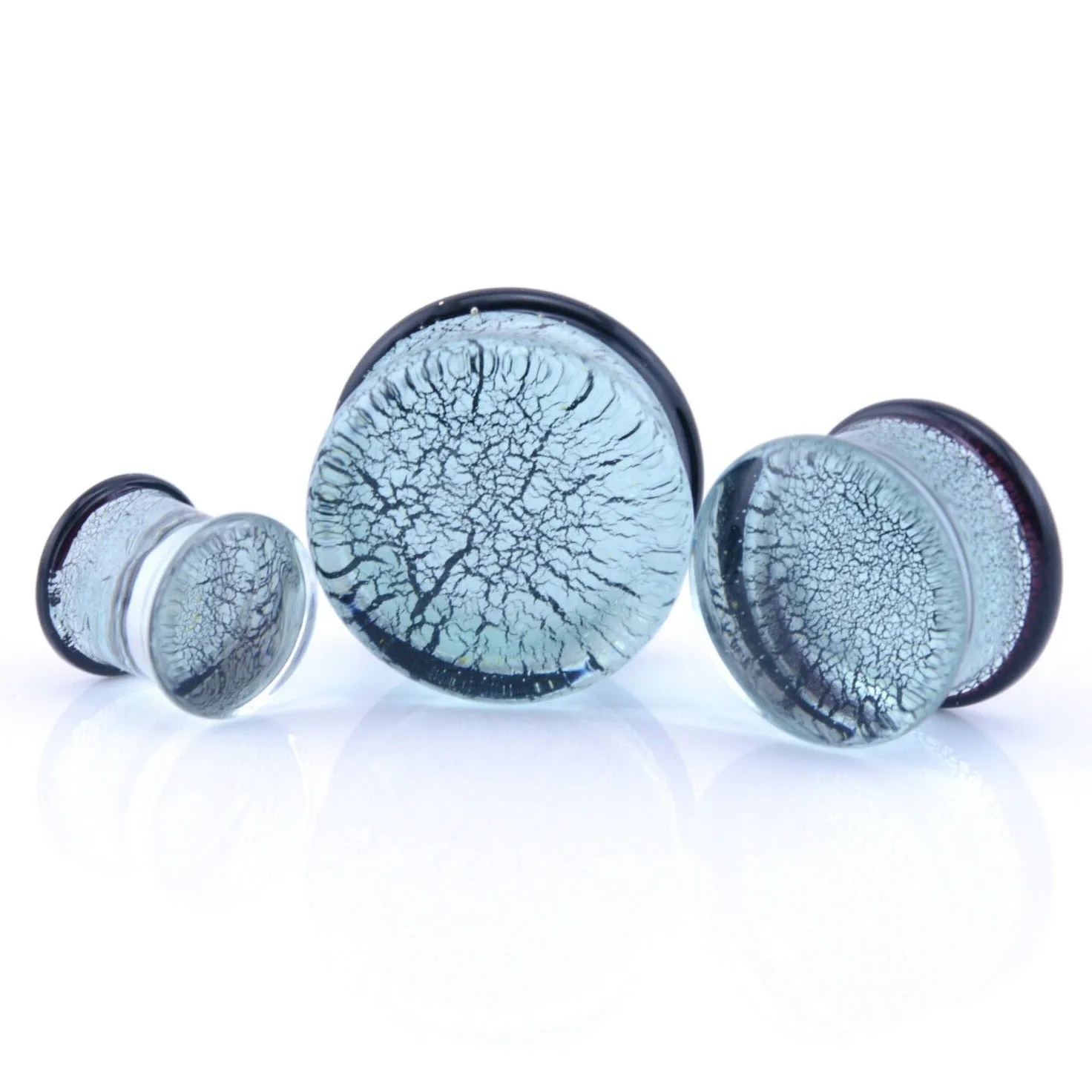 Silver Dichroic Glass Saddle Plug