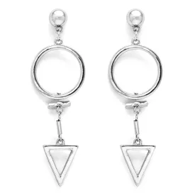 Silver Triangular & Circular Earrings