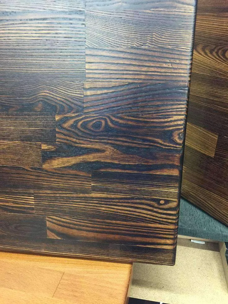 Smoked Carbon Ash Wood Restaurant Table Tops