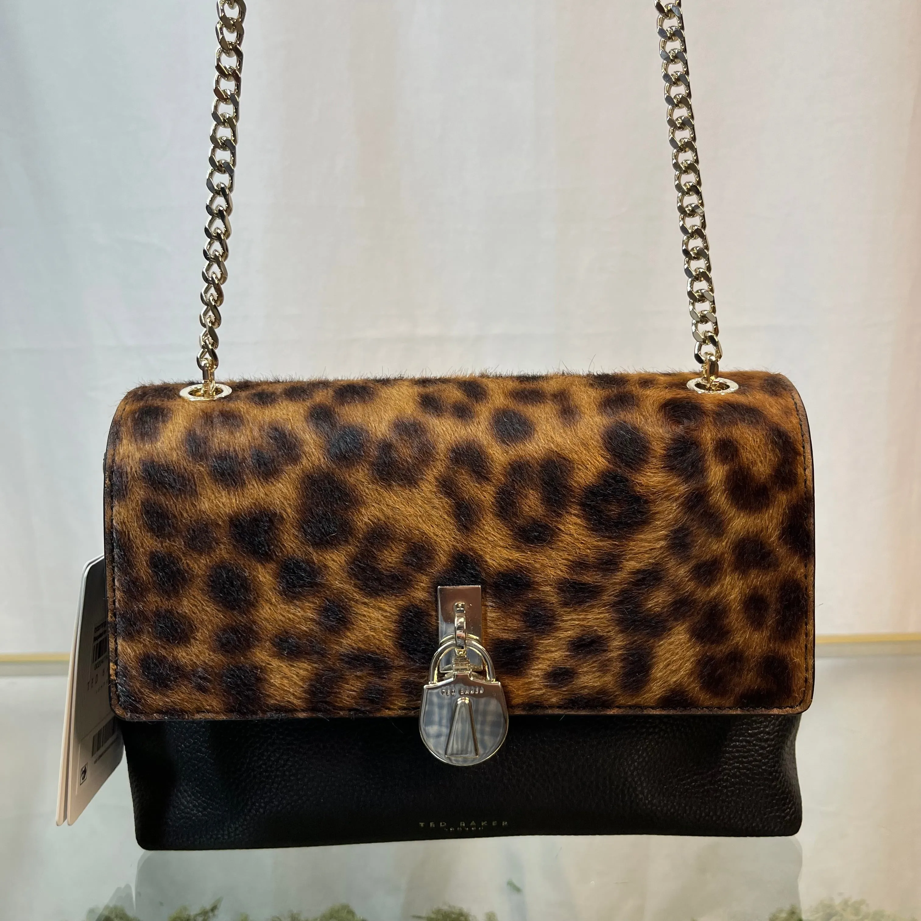 TED BAKER Cliara Leopard Calf Hair Crossbody