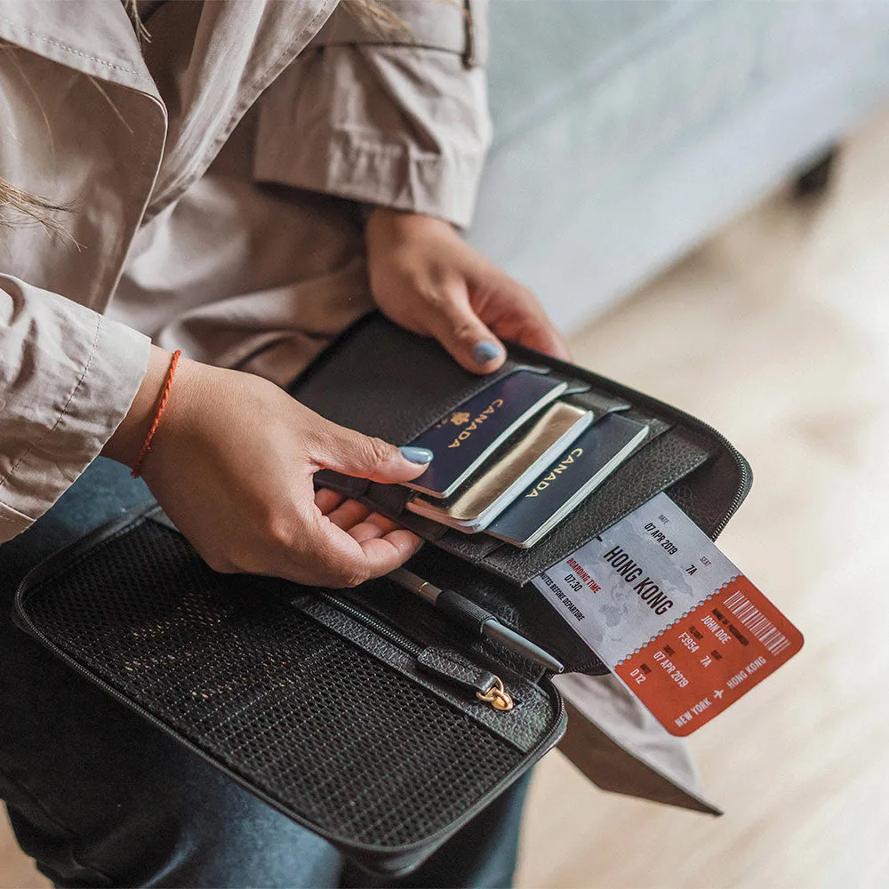 The Four Person Family Passport Holder Black Pebble