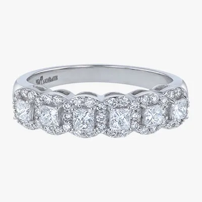 The Lab Grown Princess Diamond Halo Half Band Ring