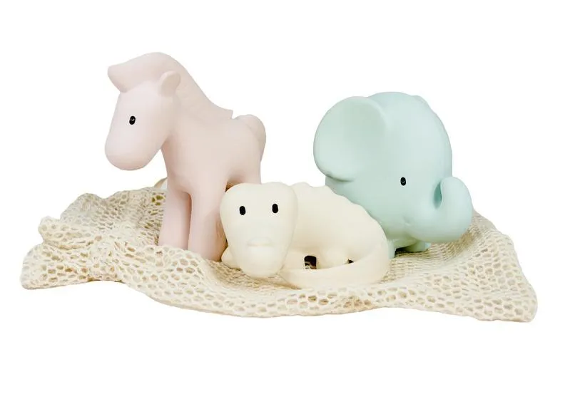 Tikiri Rubber Marshmallow Animal Teether Set