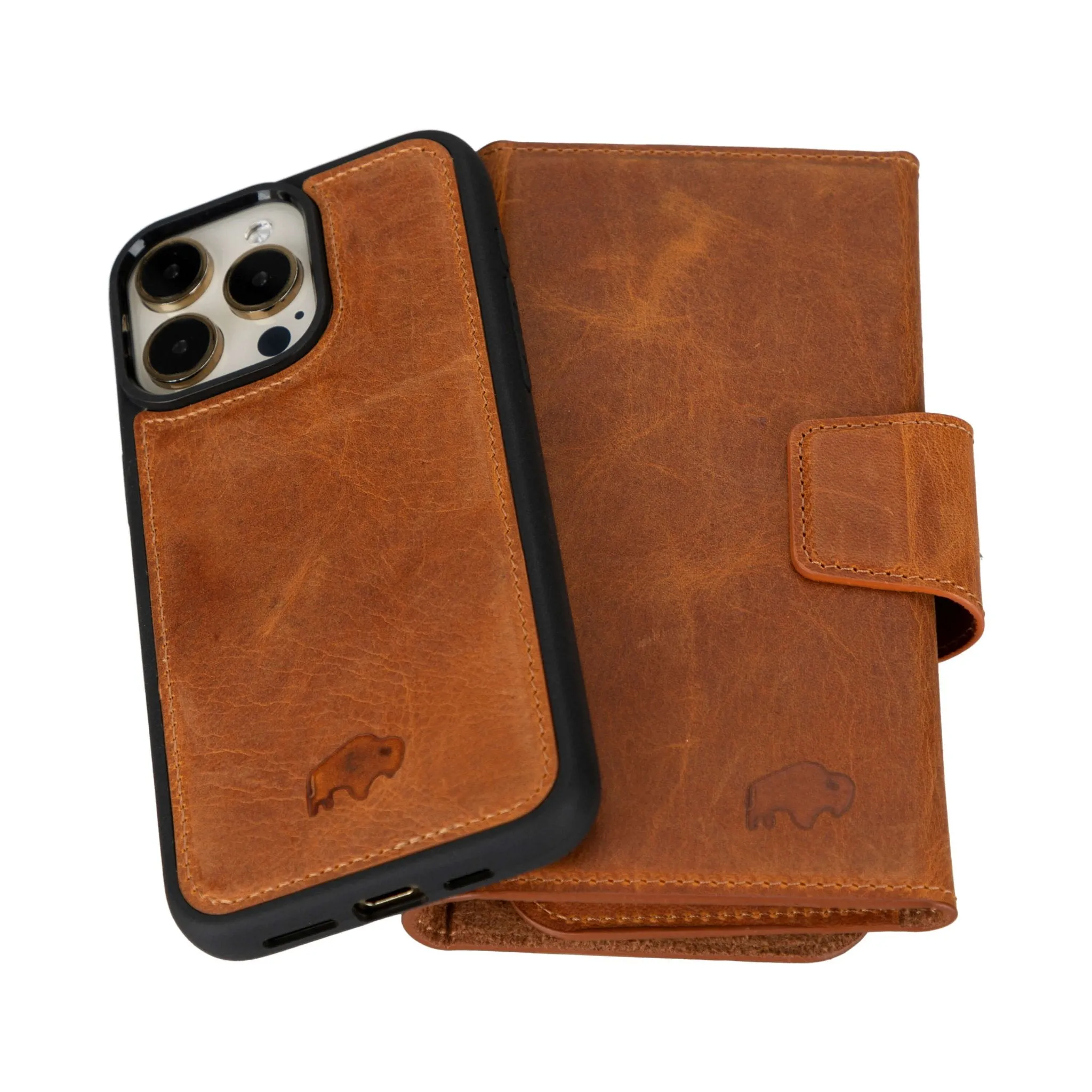 Tudor iPhone 15 Pro Max Wallet Case, Golden Brown