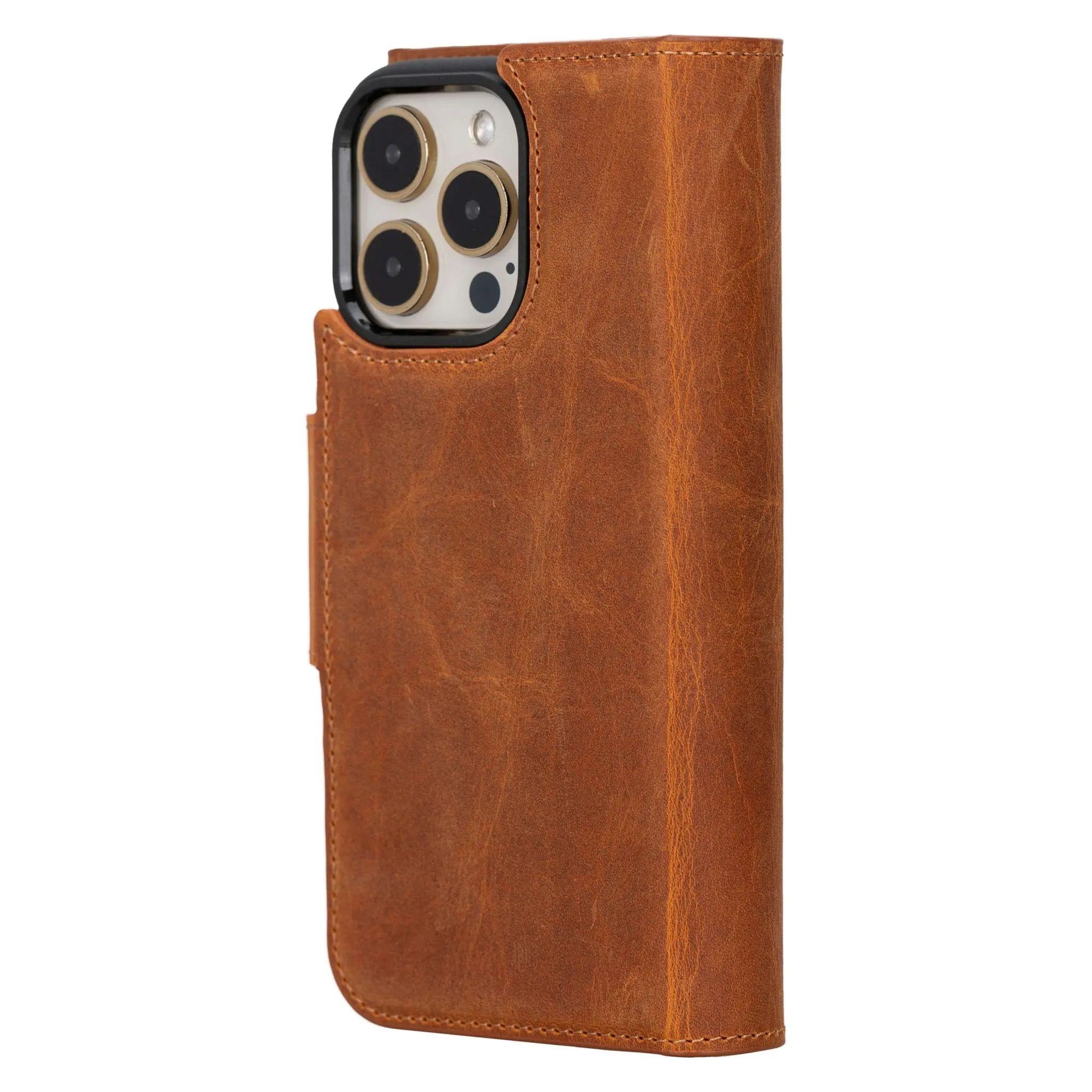 Tudor iPhone 15 Pro Max Wallet Case, Golden Brown