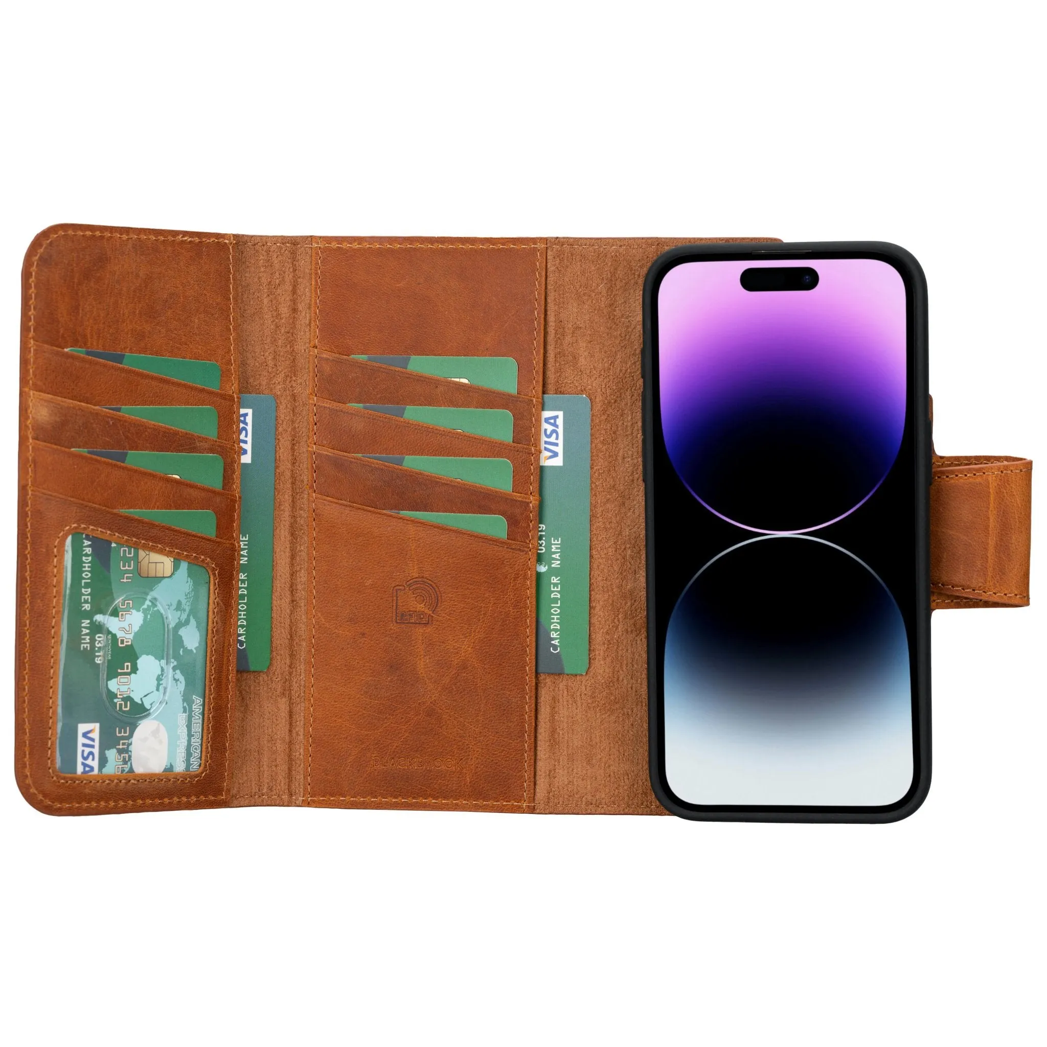 Tudor iPhone 15 Pro Max Wallet Case, Golden Brown