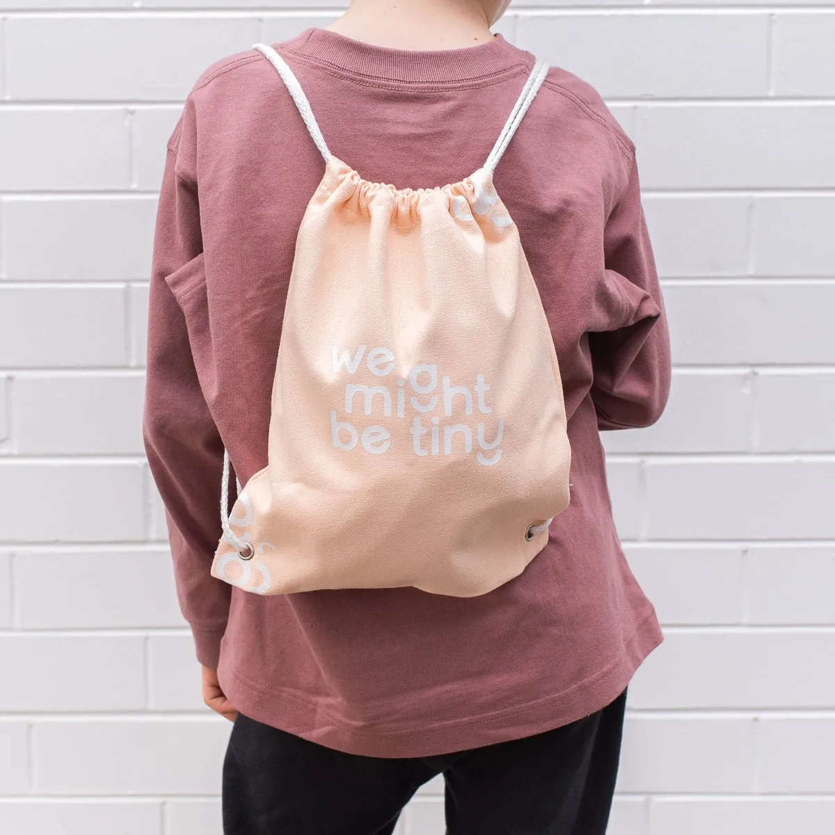 Limited Edition Tiny Peach 🍑 Drawstring Bag - We Might Be Tiny