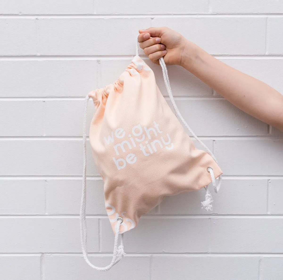 Limited Edition Tiny Peach 🍑 Drawstring Bag - We Might Be Tiny